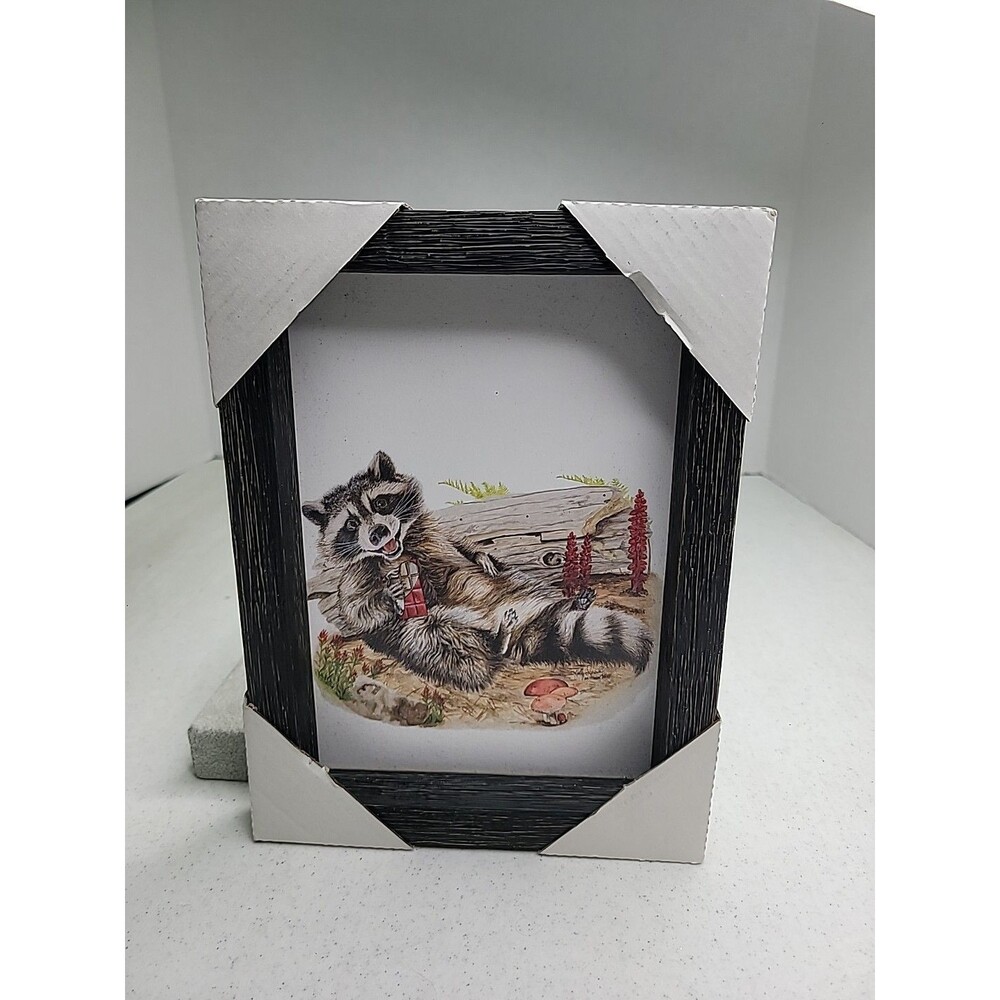 New Raccoon Chocolate Bandit Holly Simental Framed Art Print 9.5" X 7"